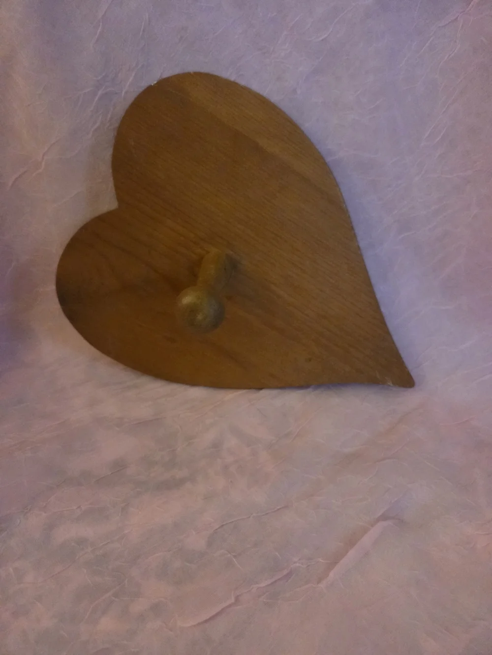Wooden Heart Wall Hook - Natural Brown Vintage Oak Home Decor